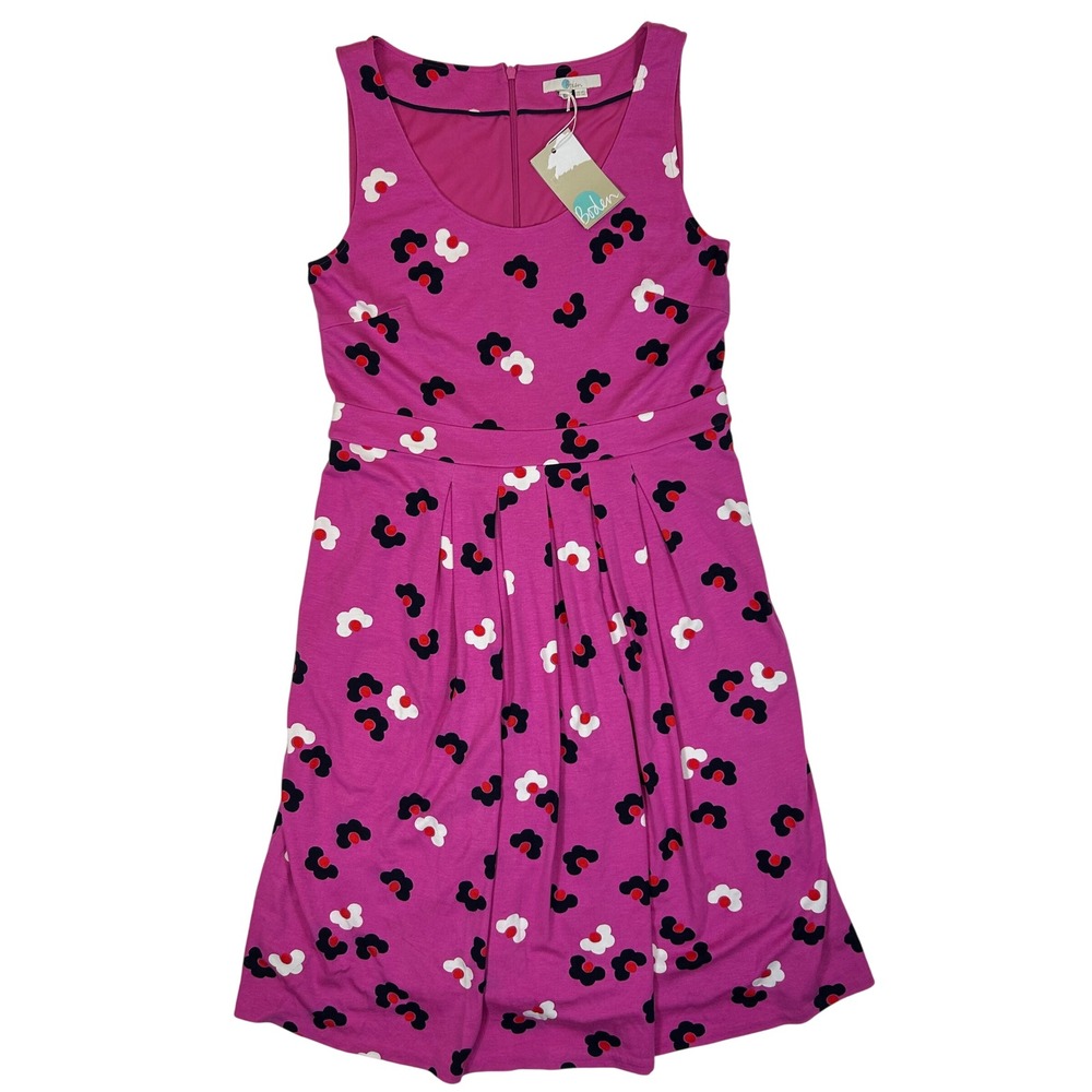 NWT Boden Joanna Ponte Dress 10 Tickled Pink Daisy Cloud Fit & Flare Dress JO443